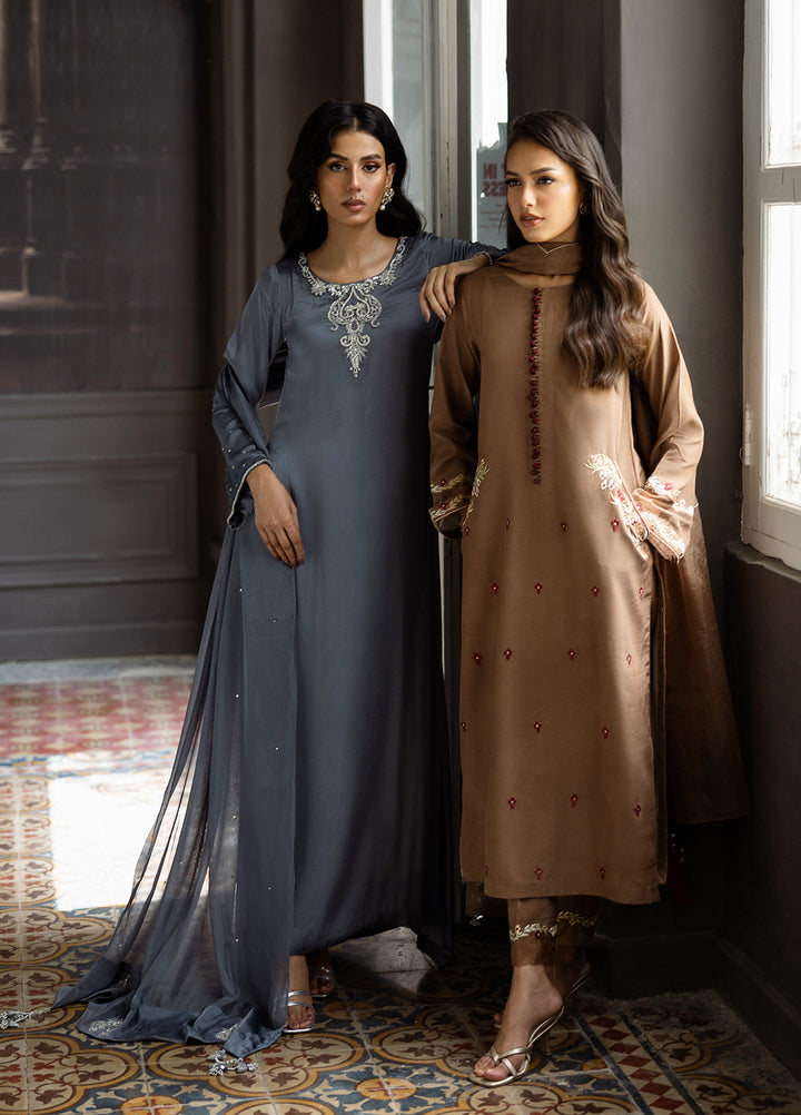 Elara by Mavie Women Pret Ramen Silk Taupe - Festive Collection