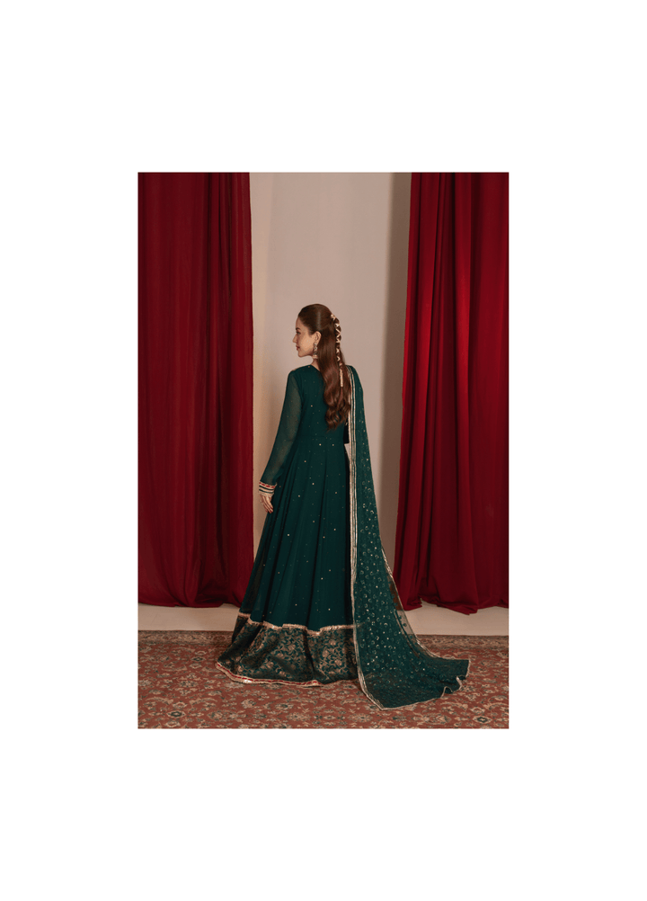 Zaaviay Green Grace Embroidered Chiffon Suit Pret 3 Piece Festive Collection