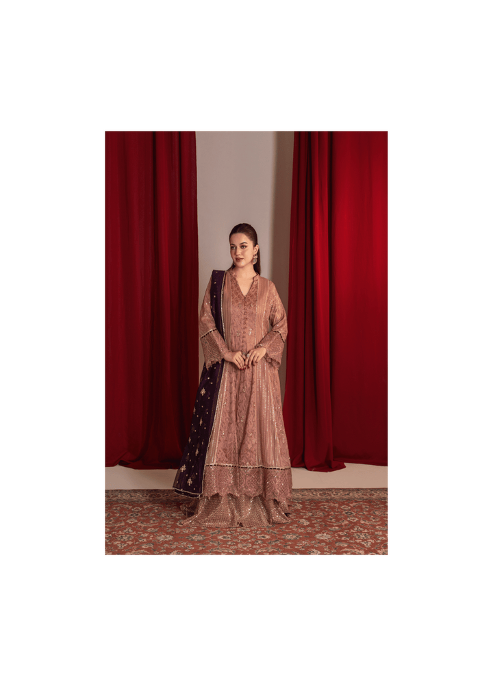 Zaaviay Rosy Mauve Chiffon Suits Pret 3 Piece Festive Collection