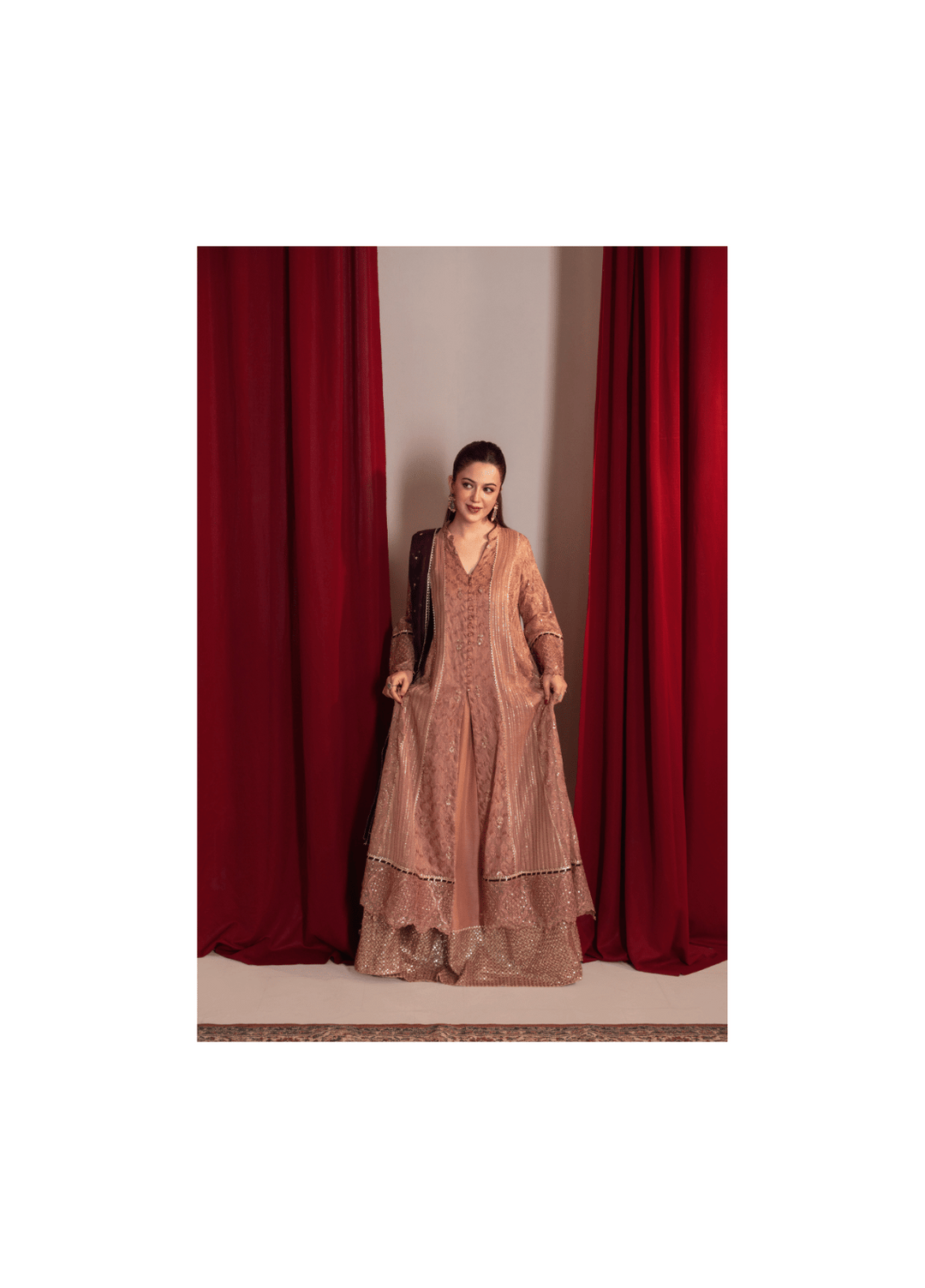 Zaaviay Rosy Mauve Chiffon Suits Pret 3 Piece Festive Collection