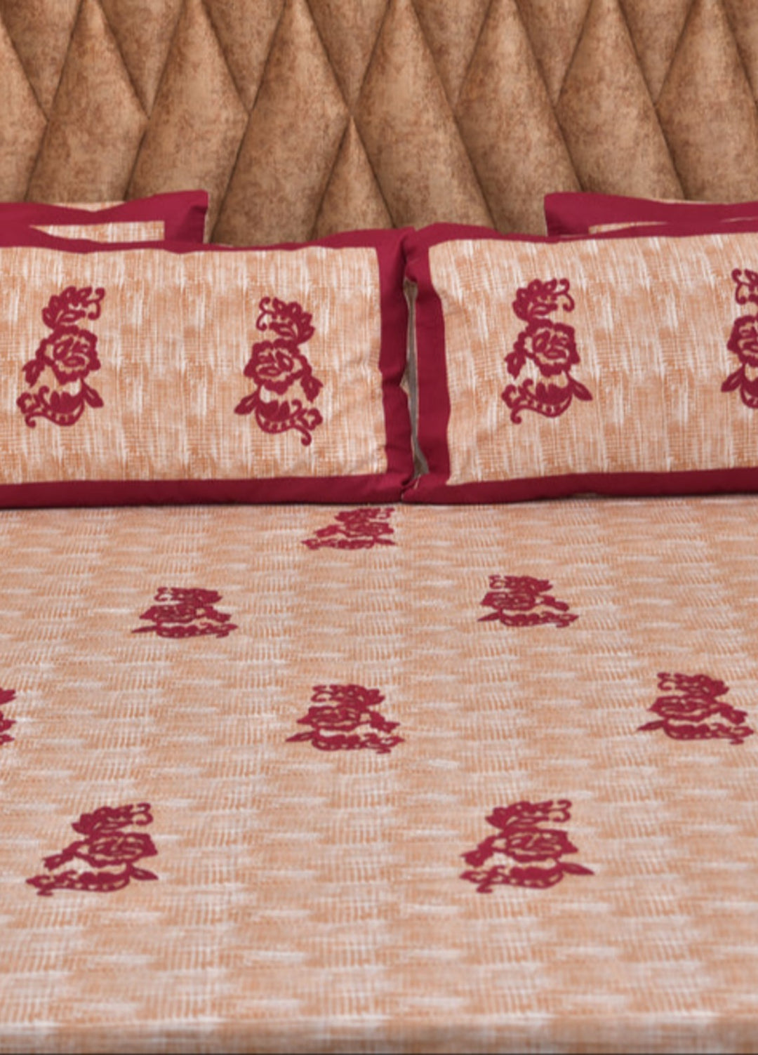 Innovative Official Patchwork Cotton Hand work Bedsheet Set with 4 Pillows Covers - Wedding Collection