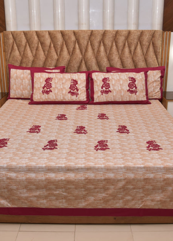 Innovative Official Patchwork Cotton Hand work Bedsheet Set with 4 Pillows Covers - Wedding Collection