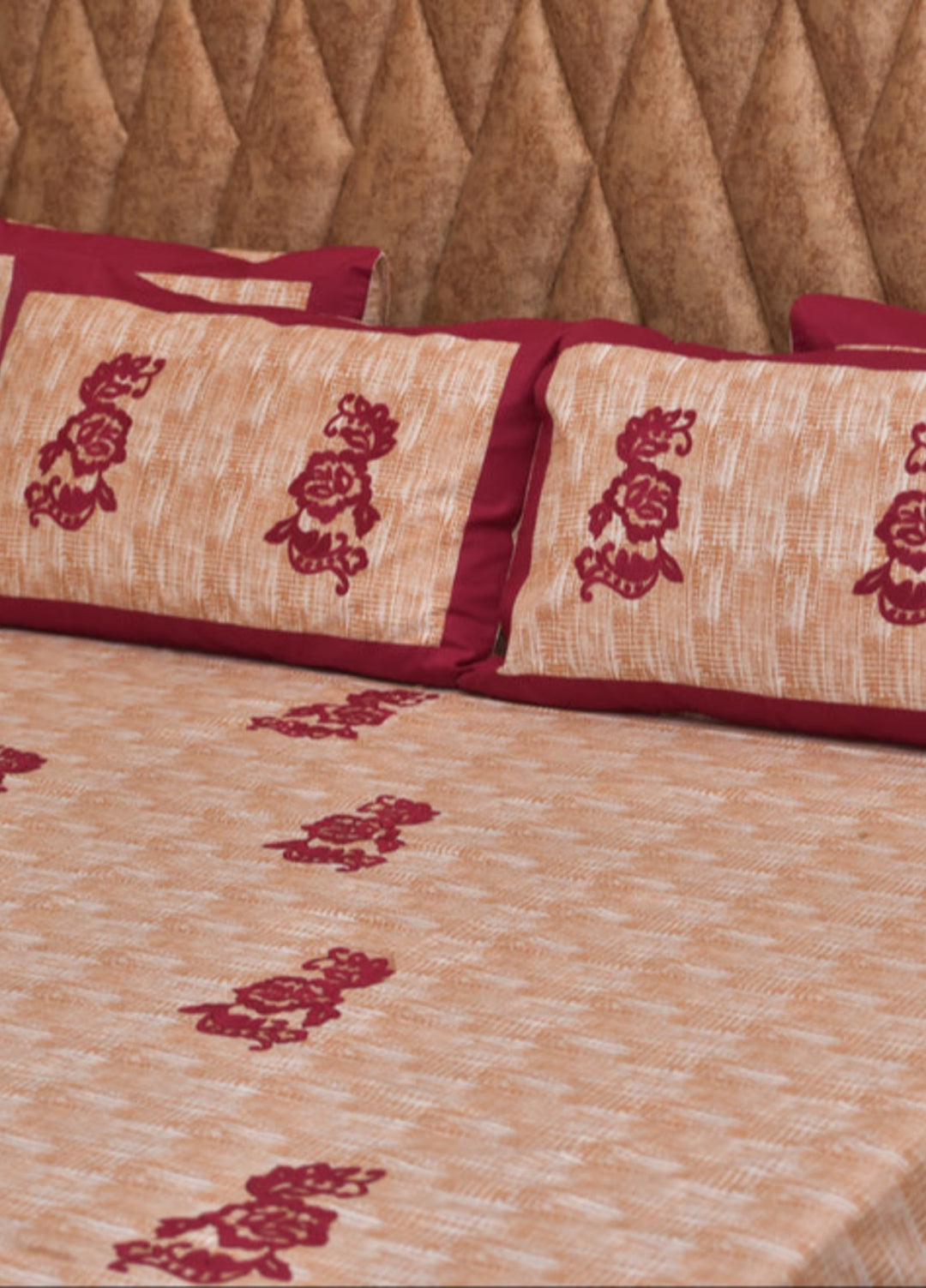 Innovative Official Patchwork Cotton Hand work Bedsheet Set with 4 Pillows Covers - Wedding Collection