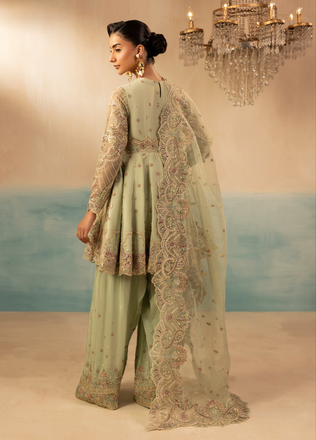 Signature by Diara Couture Pret Luxury Embroidered 3 Piece Organza Reet-Df-45-Mint - Formals Collection