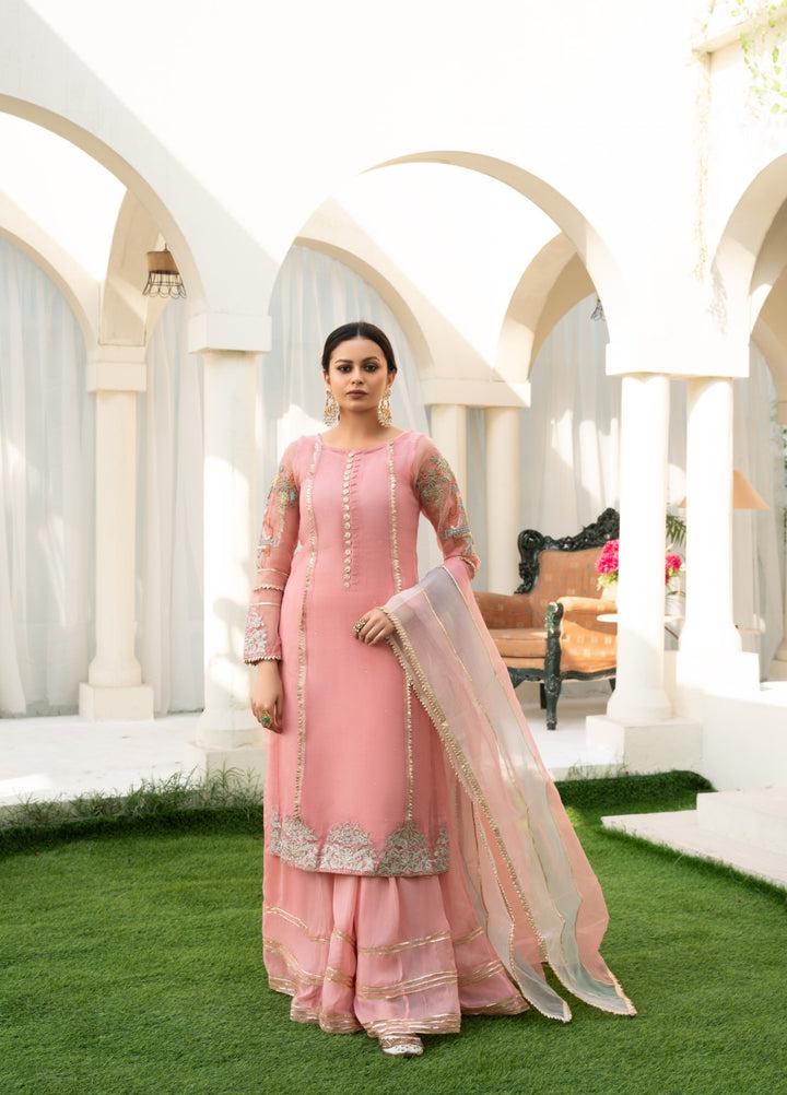 Lotus by Hem Pret Embroidered Organza 4 Piece Suit Light Pink