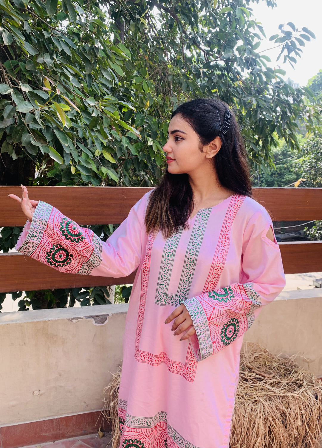 Pret Bee Women Cotton Embroidered Suits 2 Piece Light Pink - Winter Collection