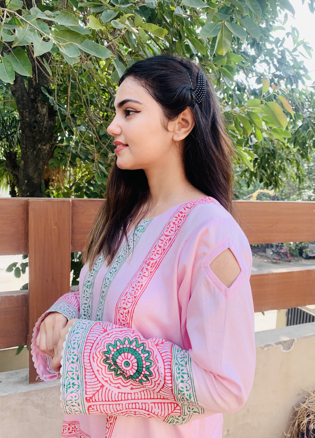 Pret Bee Women Cotton Embroidered Suits 2 Piece Light Pink - Winter Collection