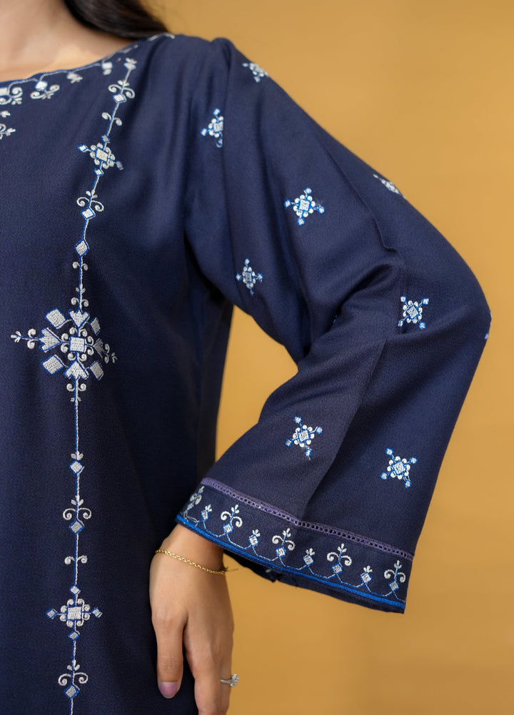 Pret Bee Women Dhanak Embroidered Suits 3 Piece Blue Dhanak - Winter Collection