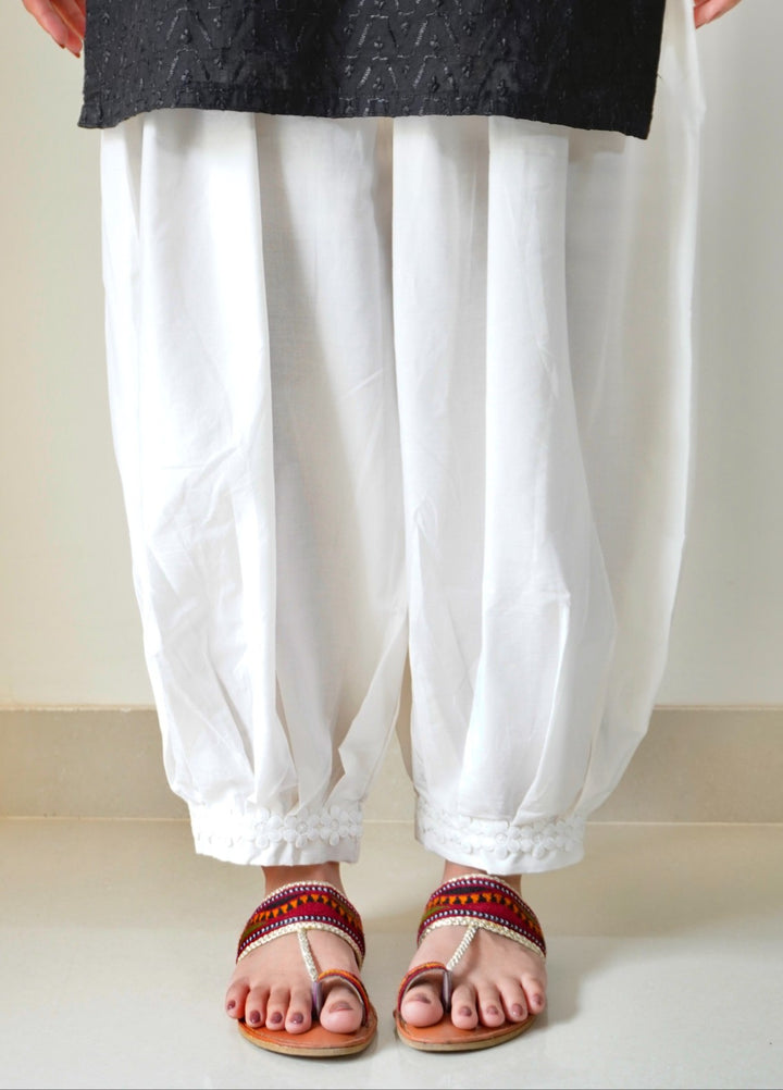 Breezy Basics by Deck Up Women Bottoms 1 Piece Marjina Shalwar - White - Casual Collection