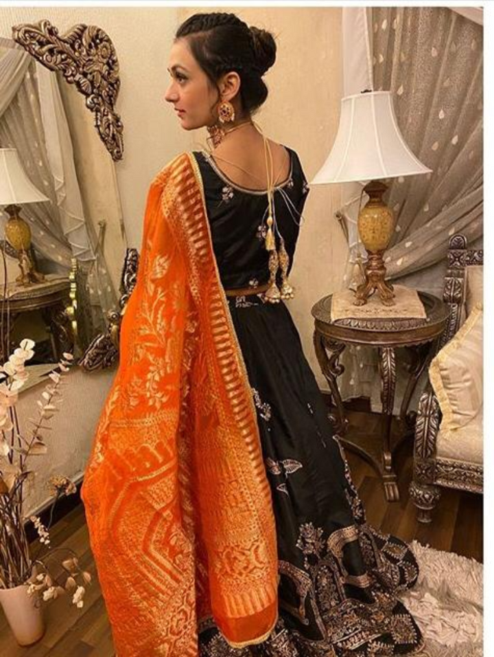 Luxe By Hues Atelier Women Pret 2 Piece Black Lehnga Choli - Formals Collection