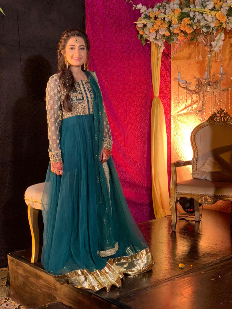 Luxe By Hues Atelier Women Pret 2 Piece Client Spotted In Customised Green Formal Pishwas - Formals Collection