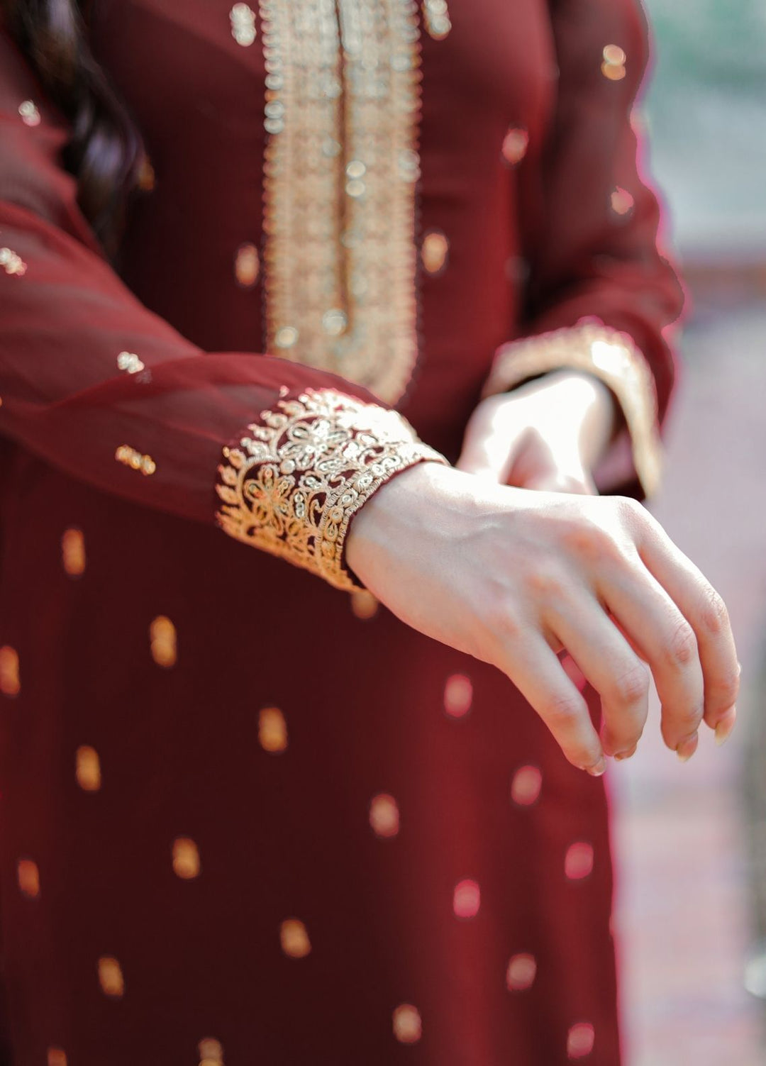 Rang e Haya by Abaan Zohan Woman Pret Chiffon 3 Piece Ada Maroon - Festive Collection