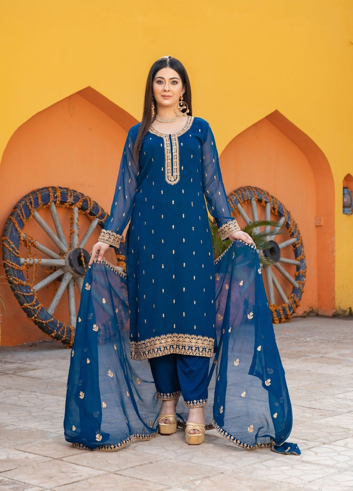 Rang e Haya by Abaan Zohan Woman Pret Chiffon 3 Piece Ada Peacock - Festive Collection