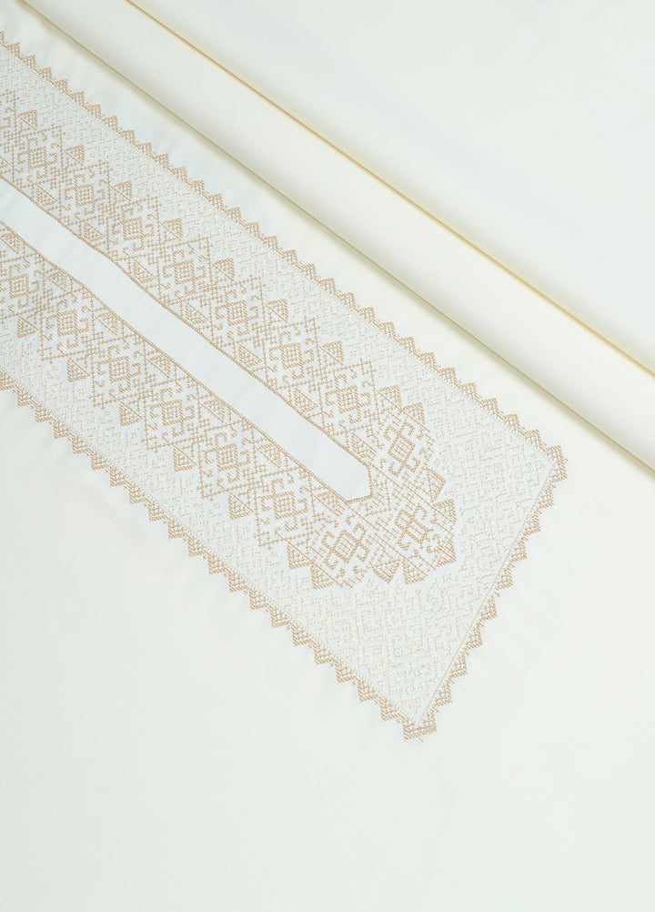 Monochorme by fabrich Men Unstitch Cross-Stitch Embroidered Neckline Kameez Shalwar Cream GTS-FE-016 - Casual Collection