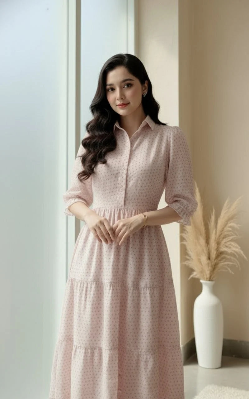 Urban Cut RTW Solids Cotton 1 Piece Light Pink Maxi Casual Collection
