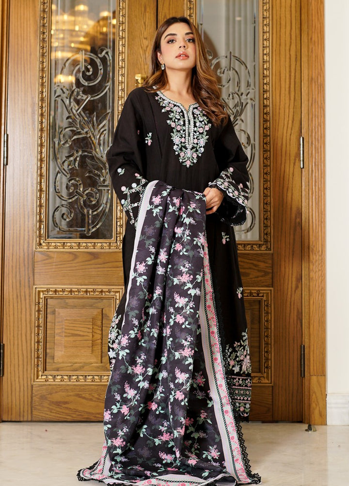 Zyna Unstitched Embroidered Khaddar 3 Piece Noir - Winter Collection