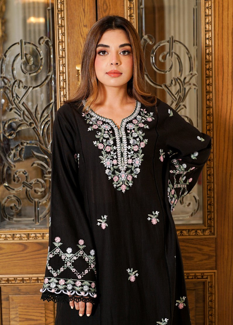Zyna Unstitched Embroidered Khaddar 3 Piece Noir - Winter Collection
