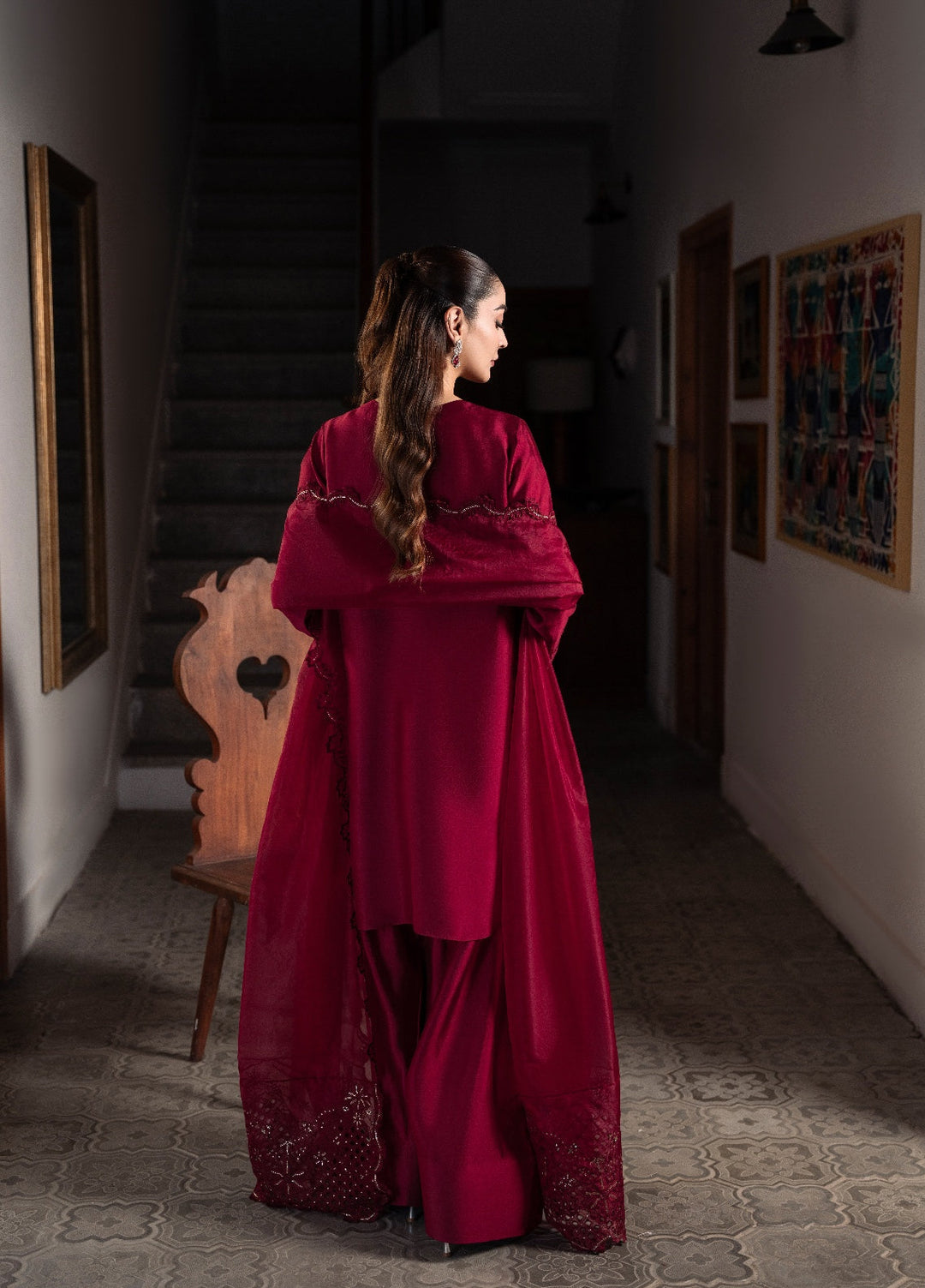 Amelia by Scherezade Women Pret Luxury Shisha Silk 3 Piece Rosette - Festive Collection