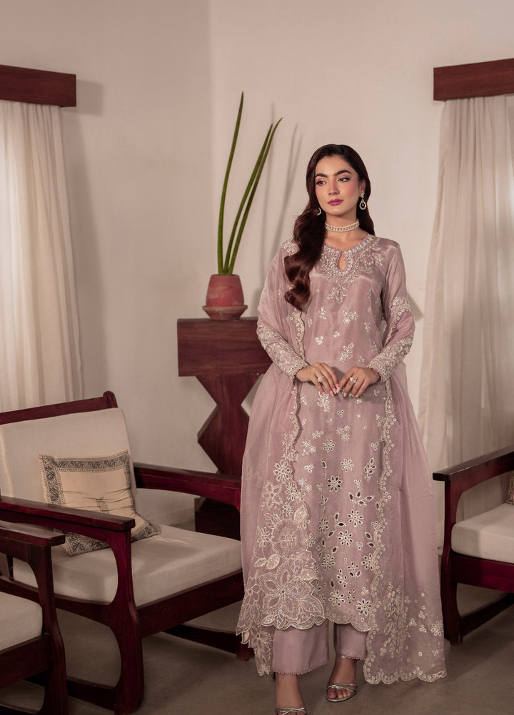 Amelia by Scherezade Women Pret Luxury Ramen Silk 3 Piece Maavi - Festive Collection