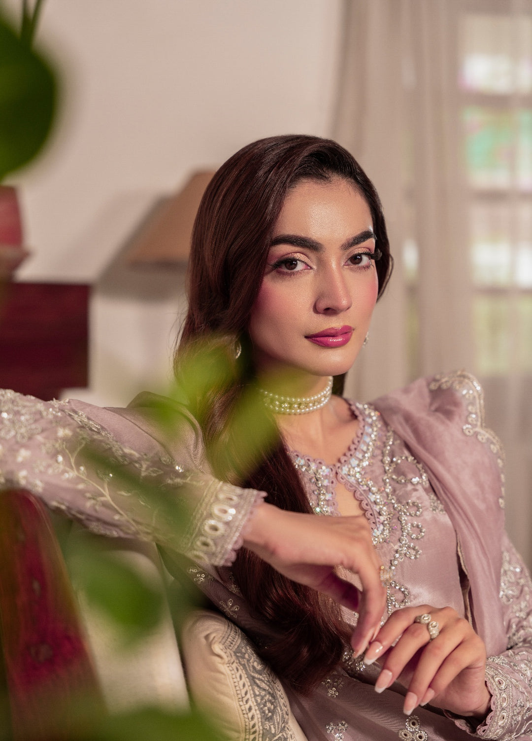 Amelia by Scherezade Women Pret Luxury Ramen Silk 3 Piece Maavi - Festive Collection