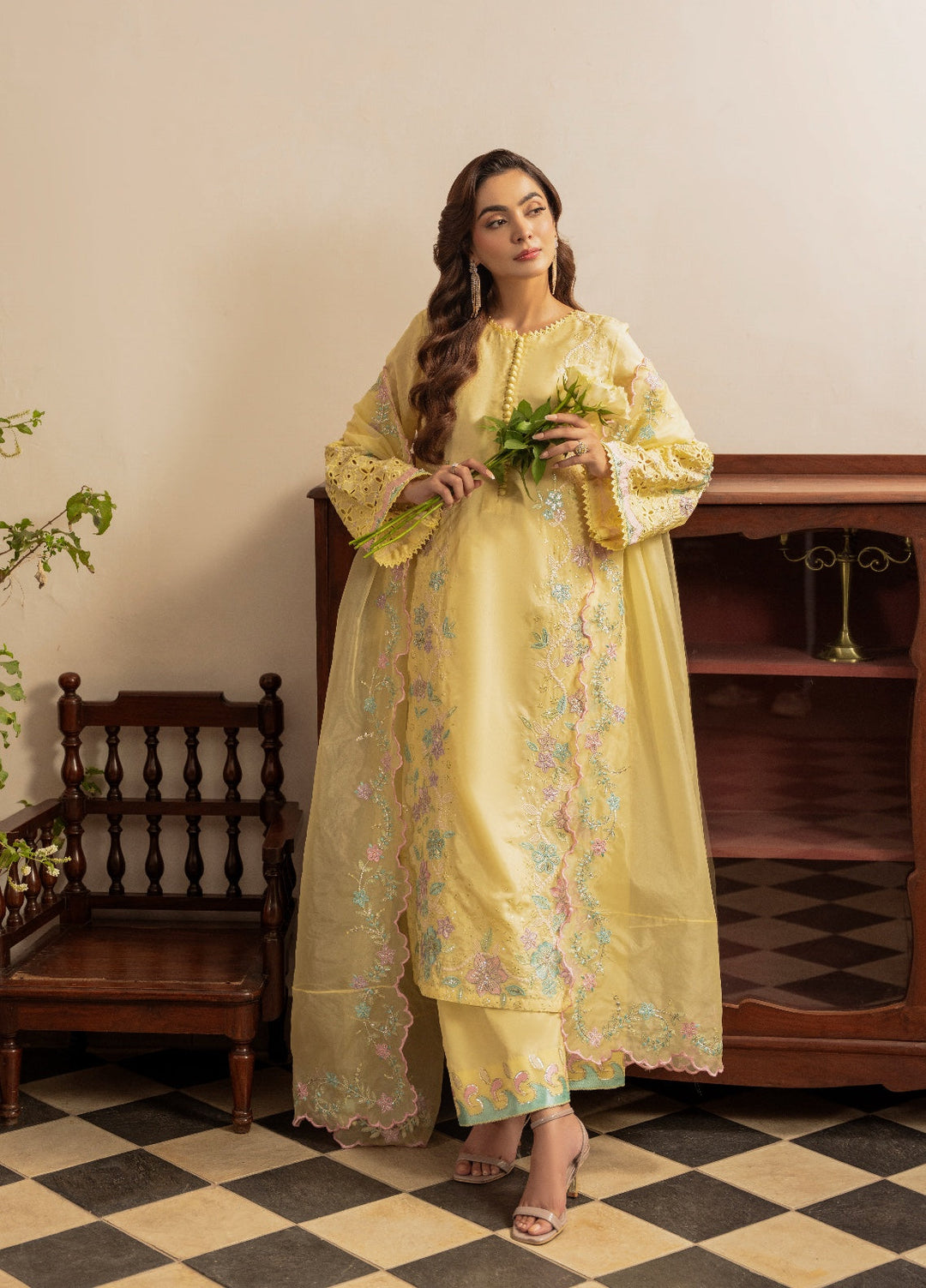 Amelia by Scherezade Women Pret Luxury Ramen Silk 3 Piece Buttercup - Festive Collection