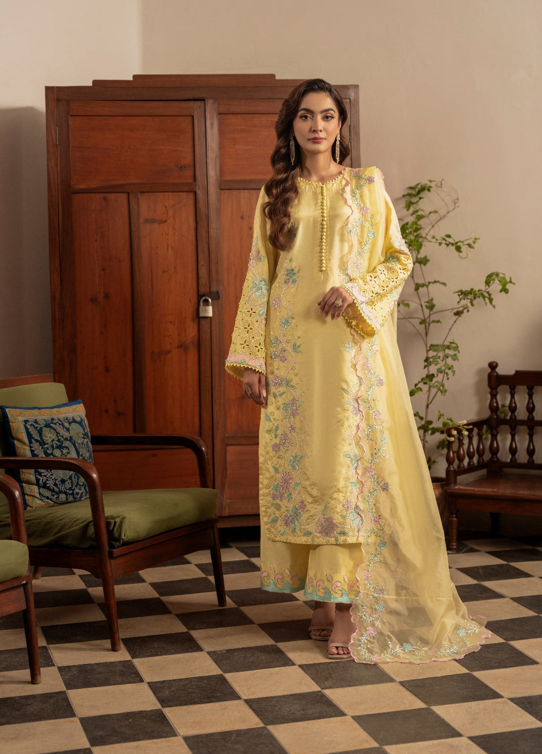 Amelia by Scherezade Women Pret Luxury Ramen Silk 3 Piece Buttercup - Festive Collection