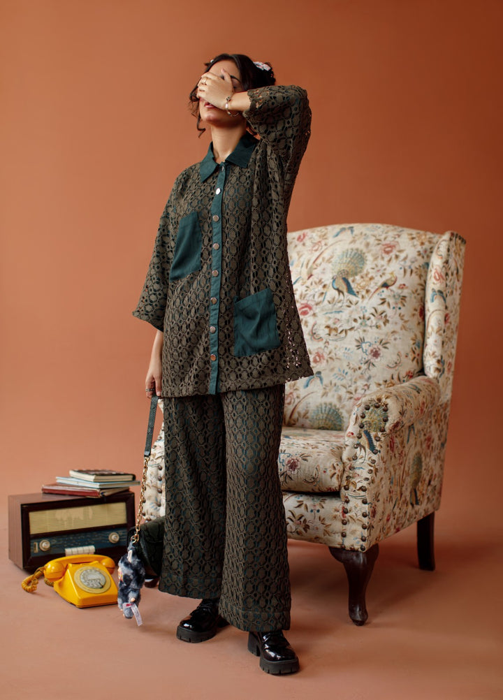 Motion by Ombrella Women Pret 2 Piece Cotton Olive Decode - Casual Collection