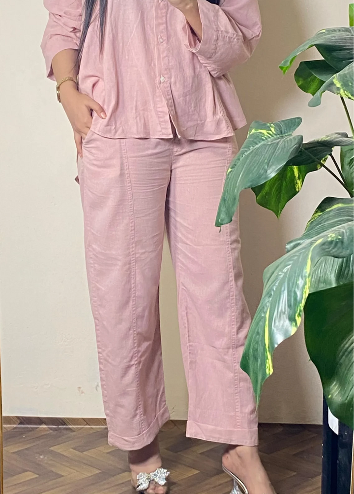 Urban Cut Pret Garment Dyed Cotton 2 Piece Pink Co-Ord C0207 - Summer Collection