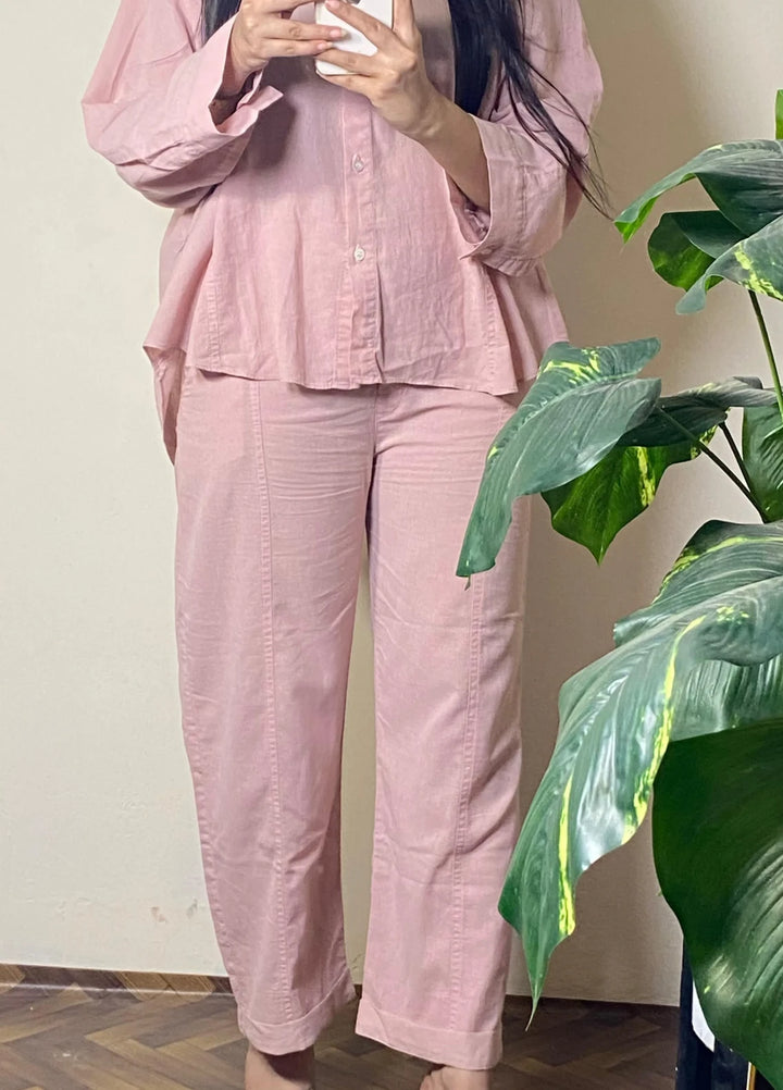 Urban Cut Pret Garment Dyed Cotton 2 Piece Pink Co-Ord C0207 - Summer Collection