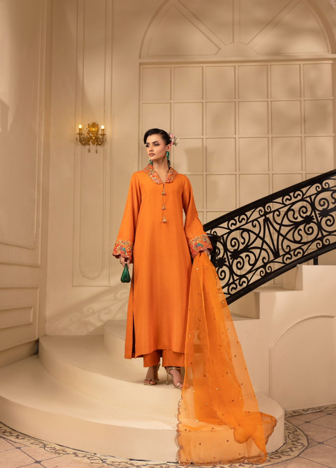 Style Nova By Tessa Pret 3 Piece Embroidered Raw Silk Sheryl - Festive Collection