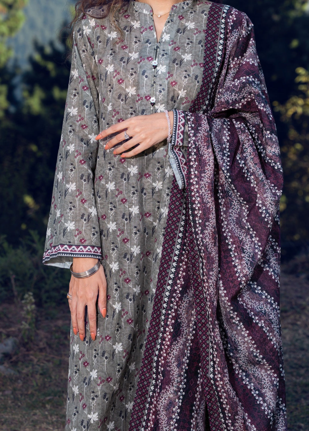 ASHY - Printed Unstitched Khaddar Suit (3 Piece) 3126