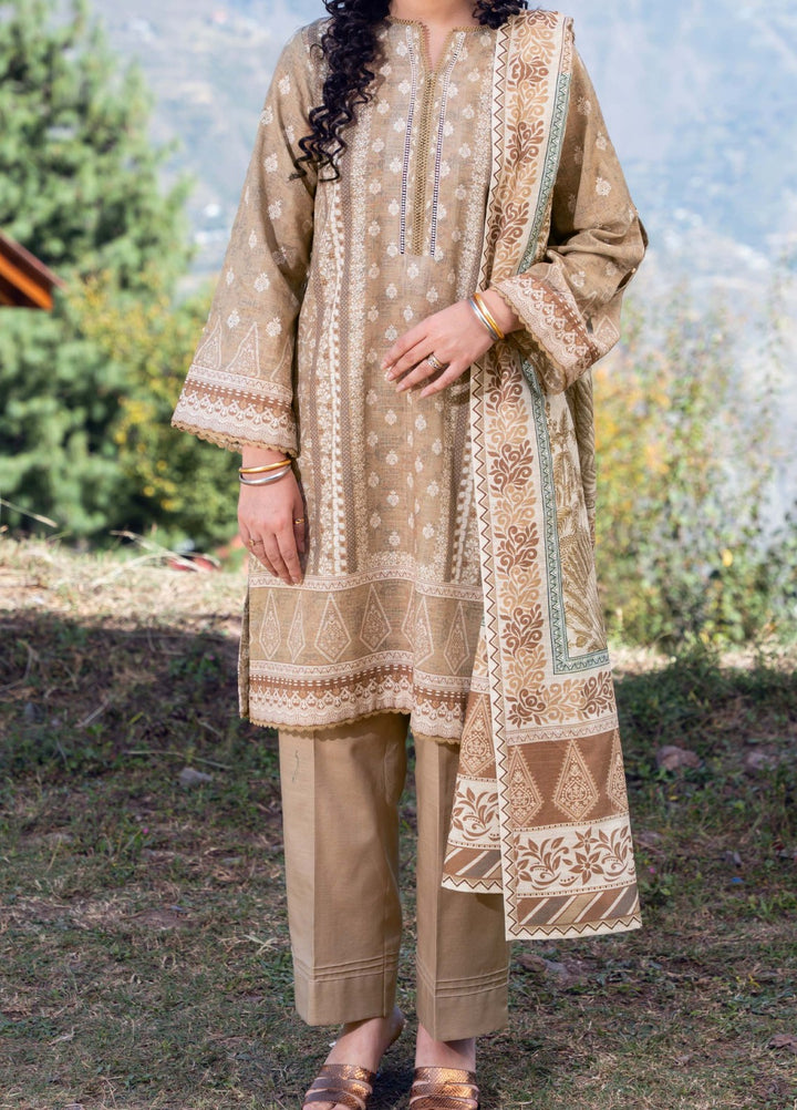FAWN - Printed Unstitched Khaddar Suit (3 Piece) 3127