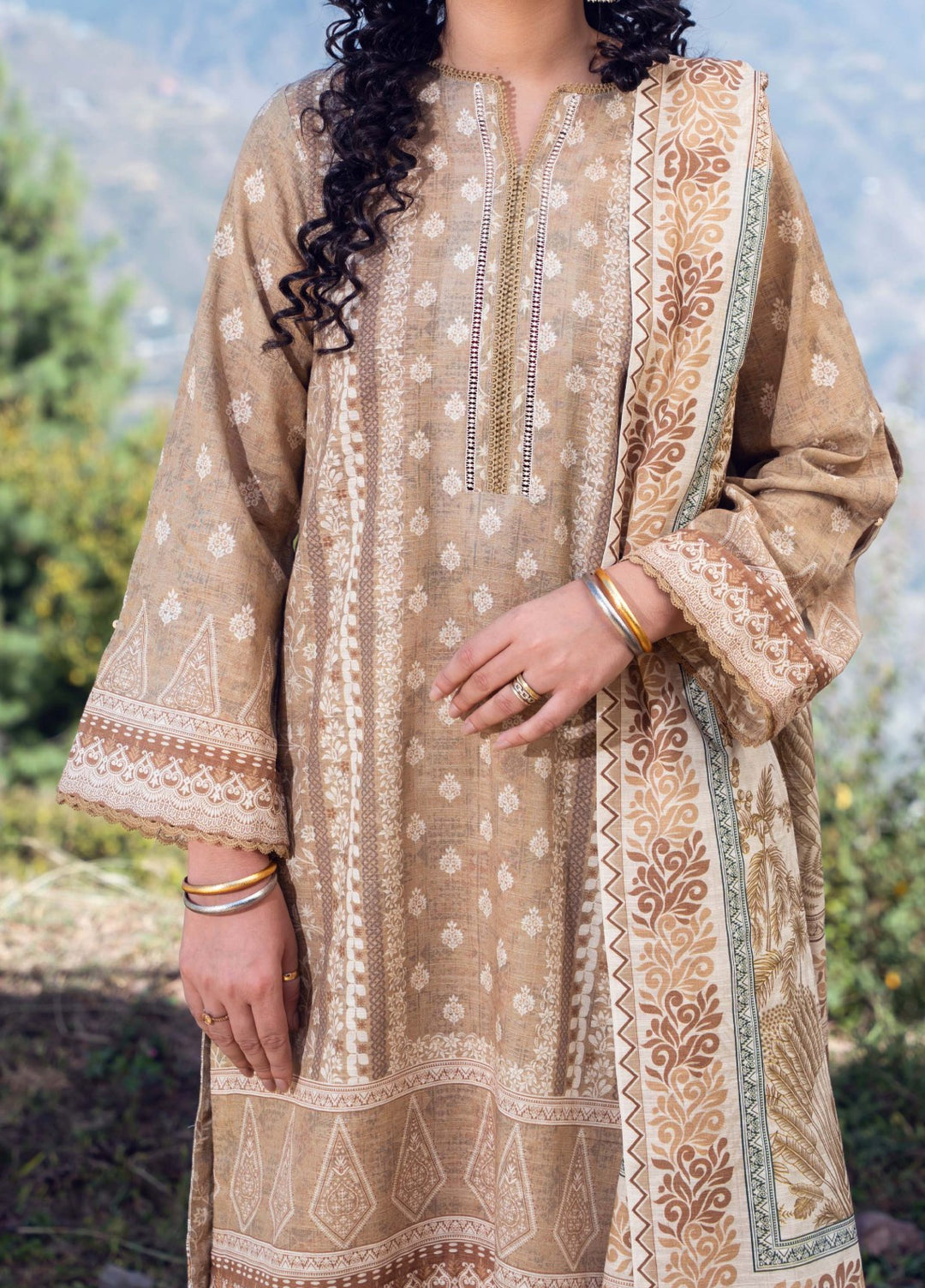 FAWN - Printed Unstitched Khaddar Suit (3 Piece) 3127