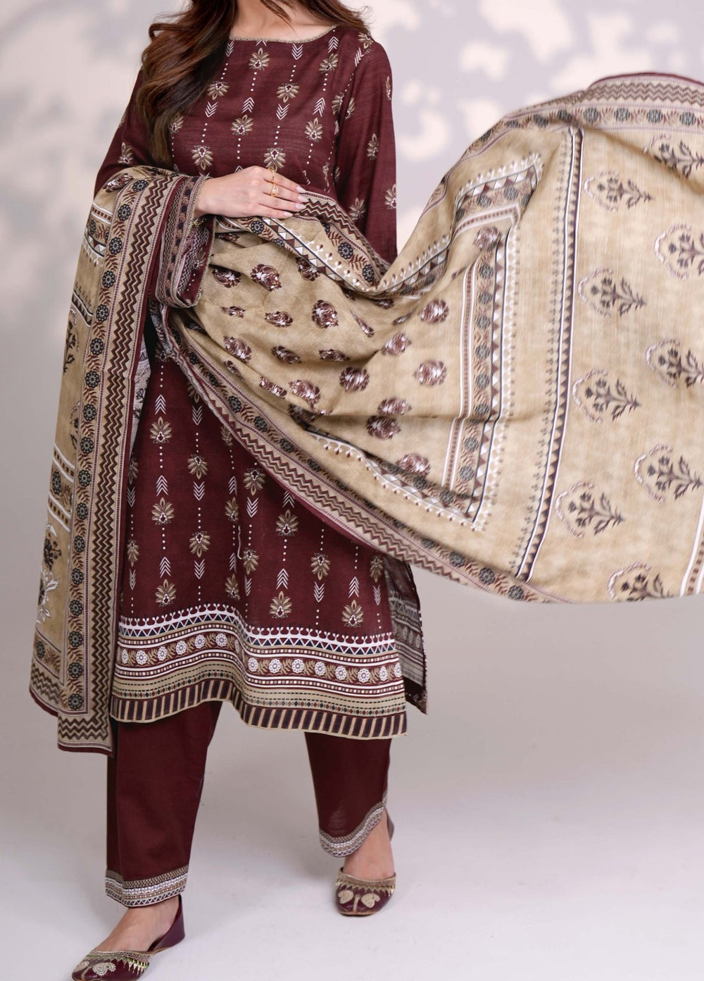 RAISIN - Printed Unstitched Khaddar Suit (3 Piece) 3132