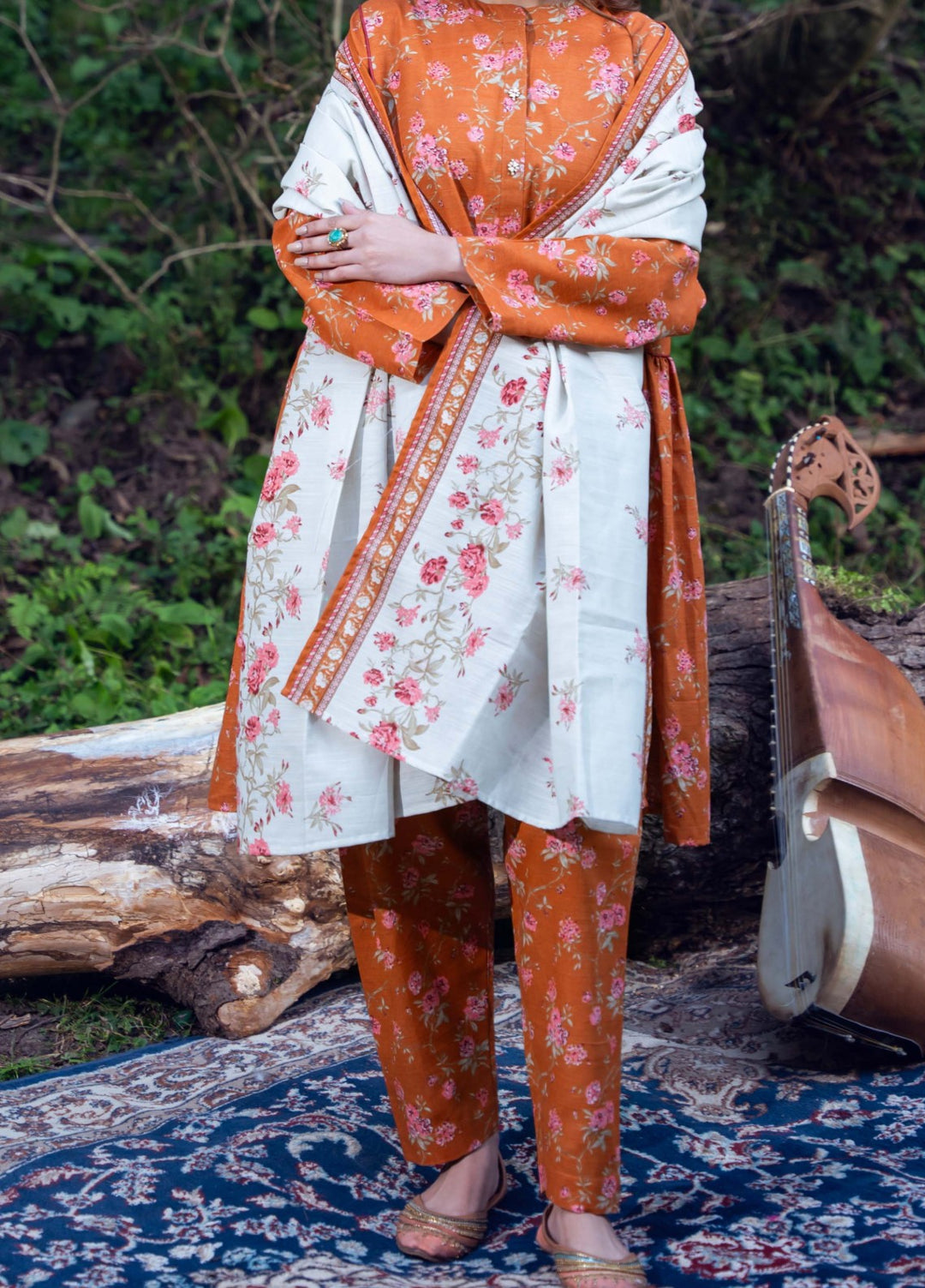 TANGERINE - Printed Unstitched Khaddar Suit (3 Piece) 3146