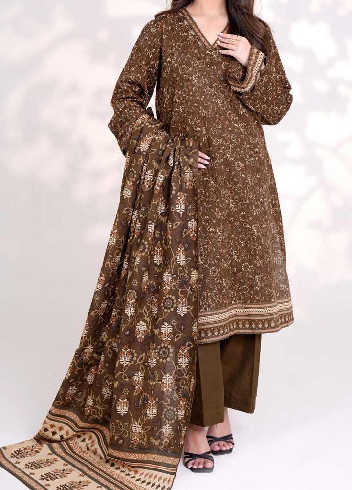 RAW UMBER - Printed Unstitched Khaddar Suit (3 Piece) 3166