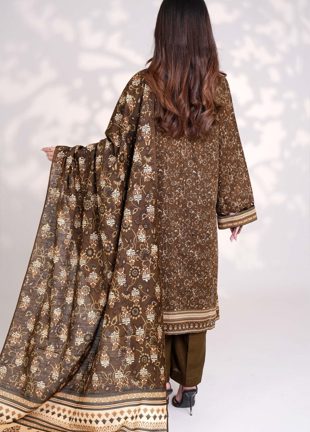 RAW UMBER - Printed Unstitched Khaddar Suit (3 Piece) 3166