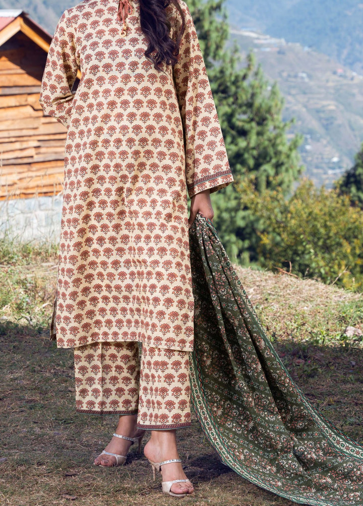 GINGER - Printed Unstitched Khaddar Suit (3 Piece) 3169