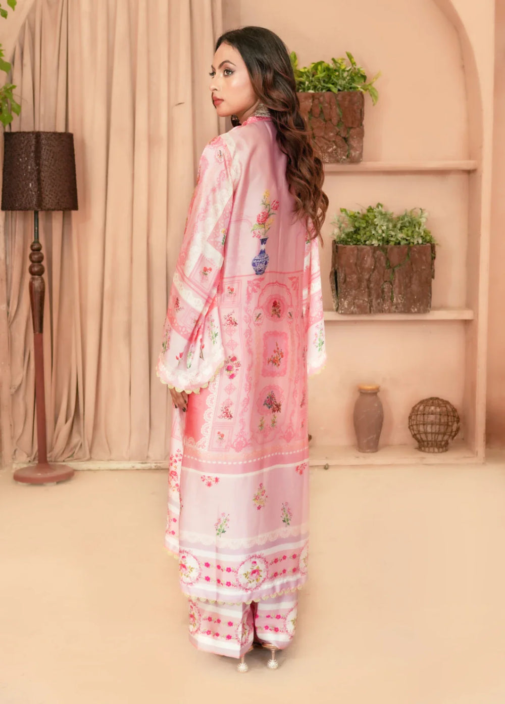 Madiha Gohar Pret Embroidered Malai Silk 2 Piece Suits Blushy Rose - Wedding Collection