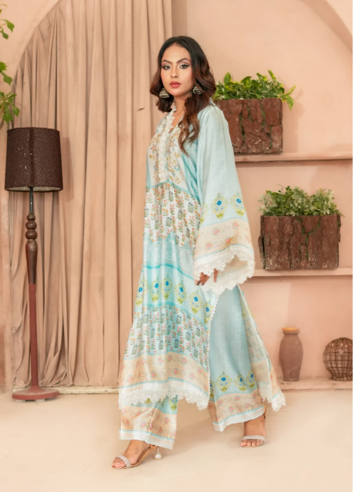 Mint Mirage - Embrioded Malai Silk 2pc suit