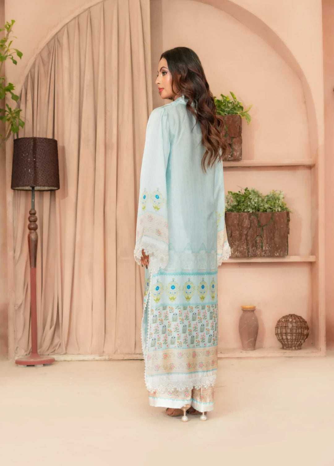 Mint Mirage - Embrioded Malai Silk 2pc suit