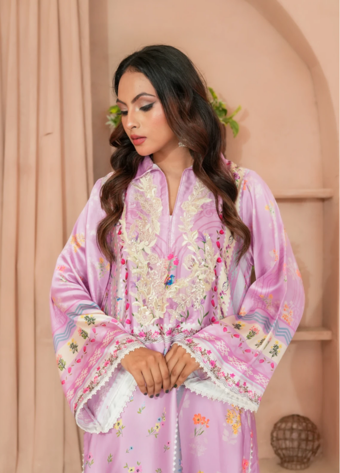 Lilac Grace - Embrioded Malai Silk 2pc suit