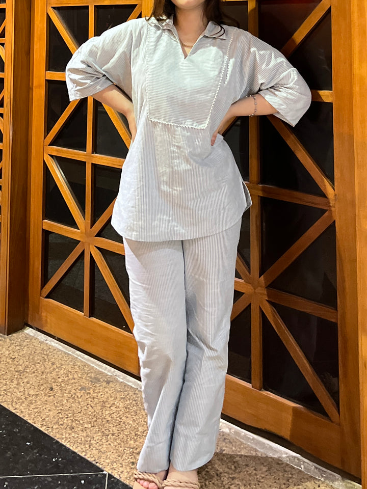 Urban Cut Pret Cotton Striped 2 Piece Co-ord with Trouser C0211 - Summer Collection