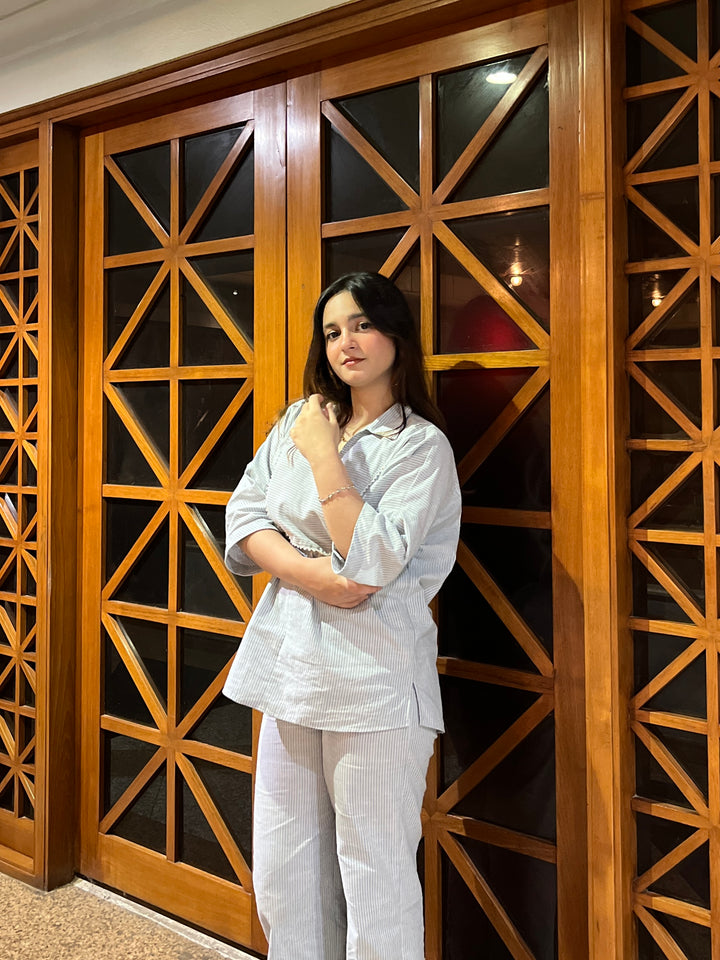 Urban Cut Pret Cotton Striped 2 Piece Co-ord with Trouser C0211 - Summer Collection