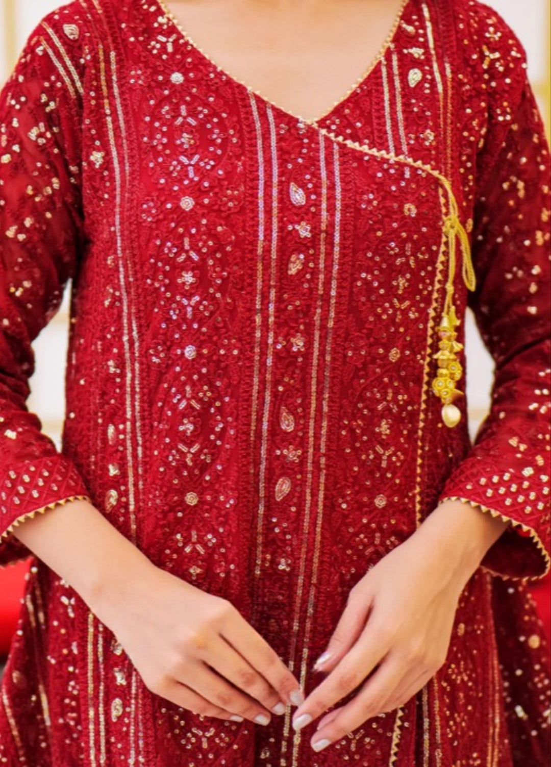 Shadiyan by Al Siyaab Pret 3 Piece Embroidered Chiffon Janaan Maroon - Festive Collection