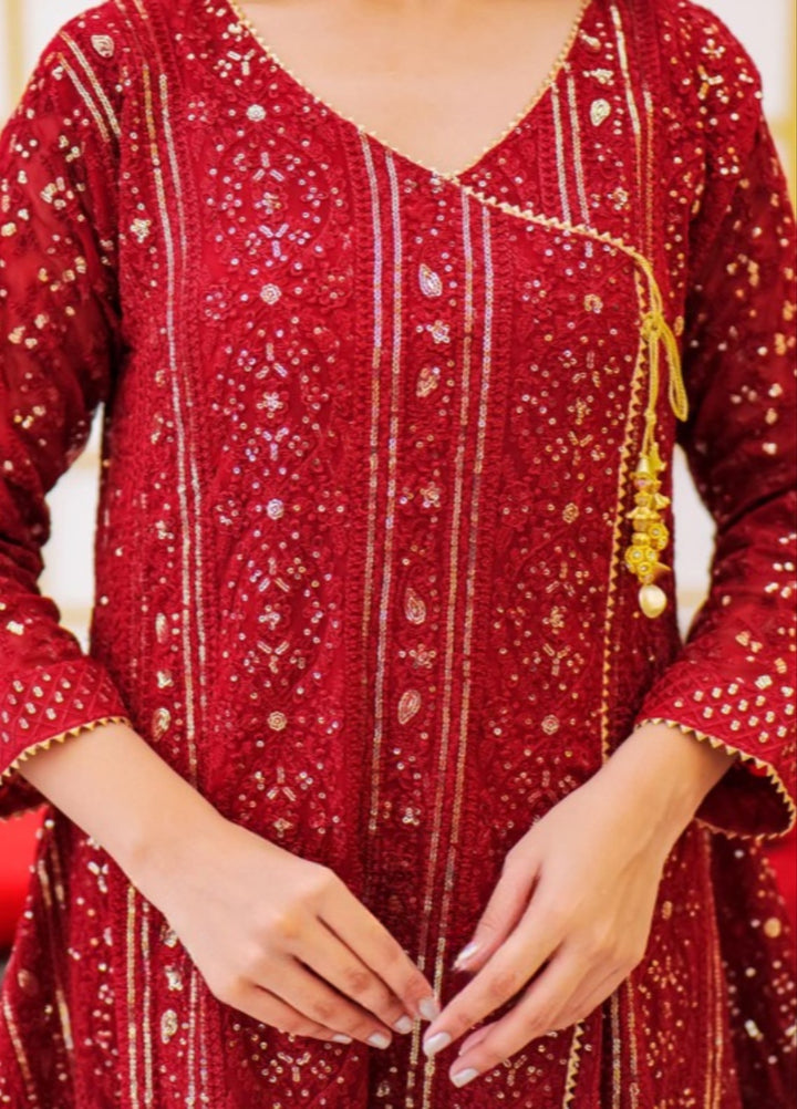 Shadiyan by Al Siyaab Pret 3 Piece Embroidered Chiffon Janaan Maroon - Festive Collection