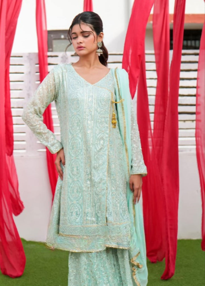 Shadiyan by Al Siyaab Pret 3 Piece Embroidered Chiffon Janaan Mint Green - Festive Collection