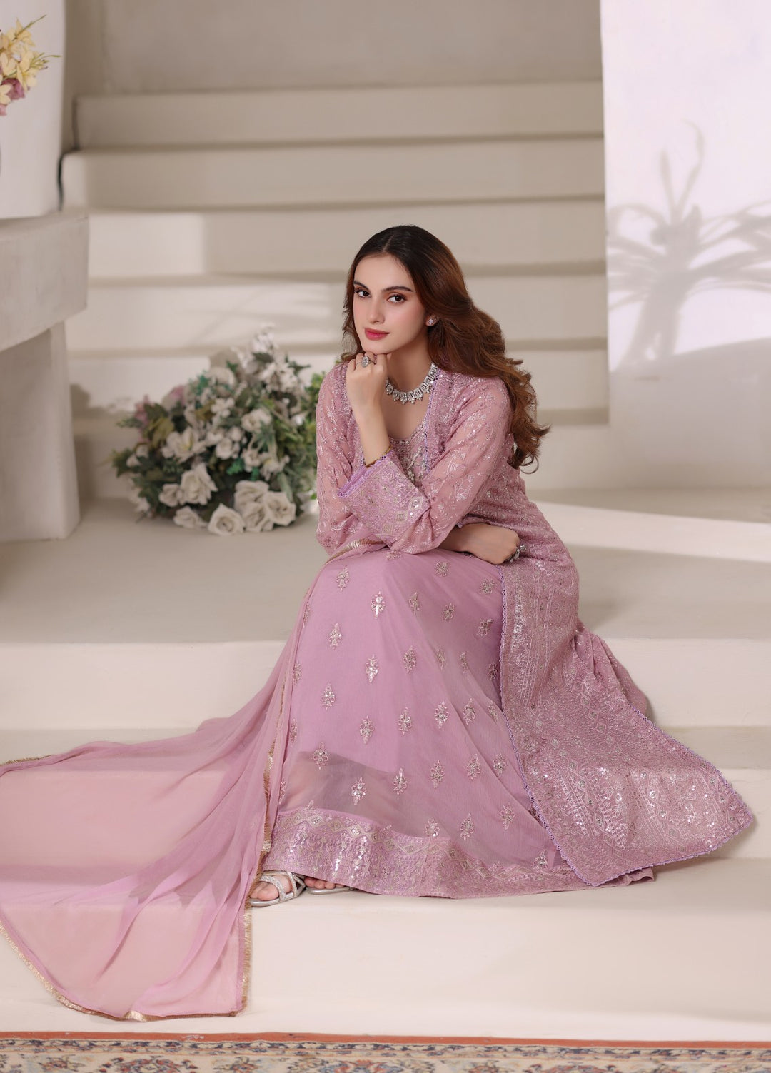 Shadiyan by Al Siyaab Pret 4 Piece Embroidered Chiffon Sahiba Lilac - Festive Collection