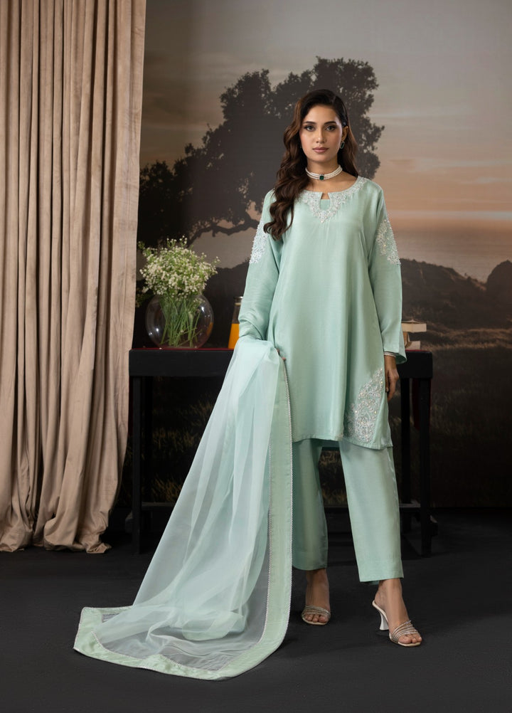 Euphoria by Cyanic Women Pret Embroidered Raw Silk 3 Piece Bloom - Festive Collection