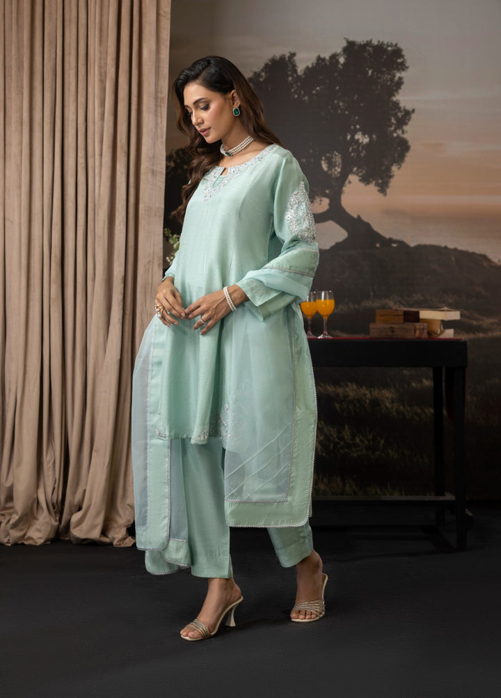 Euphoria by Cyanic Women Pret Embroidered Raw Silk 3 Piece Bloom - Festive Collection